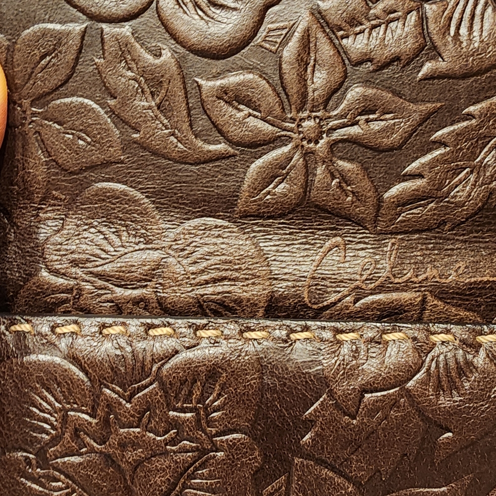 Vintage Celine Brown Floral Embossed Leather Wallet - Picture 12 of 16